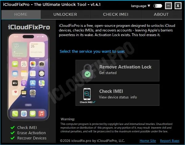 iCloud Fix Pro Software Demo Preview