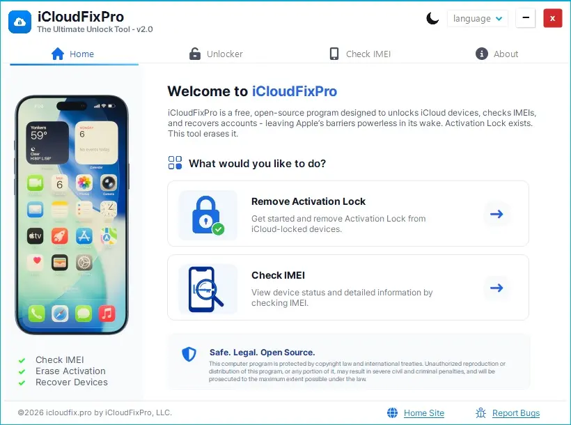 iCloud Fix Pro Software Demo Preview